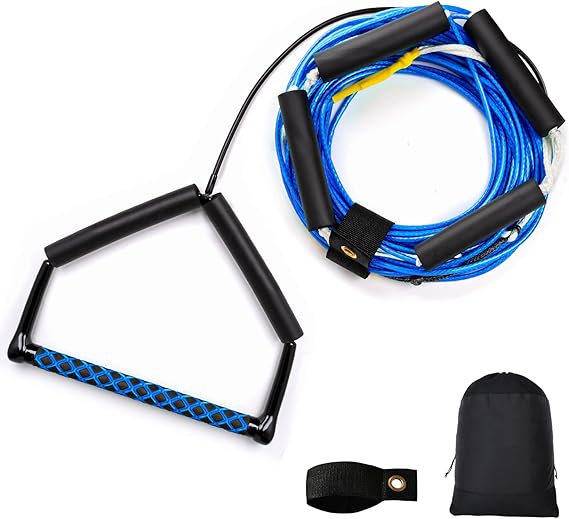 75FT Wakeboard Rope and Handle, No Stretch Dyneema Wakeboard Tow Rope, 4 Sections Floating Water Ski Ropes for Wakeboarding, Waterskiing, Kneeboarding and Wakesurfing