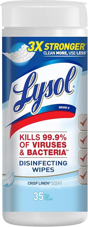 Lysol Disinfecting Wipes, Crisp Linen, 35ct, Crisp Linen, 35 Count (Pack of 1)