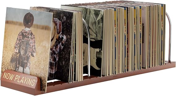 BS-VOG Now Playing Vinyl Record Holder Storage Fits 150 LPs, Gift Package | Highlight Your Now Playing Record, Assembles In Seconds, Doubles As a Magazine/Book Rack, Premium Wood, Non-Slip Grooves