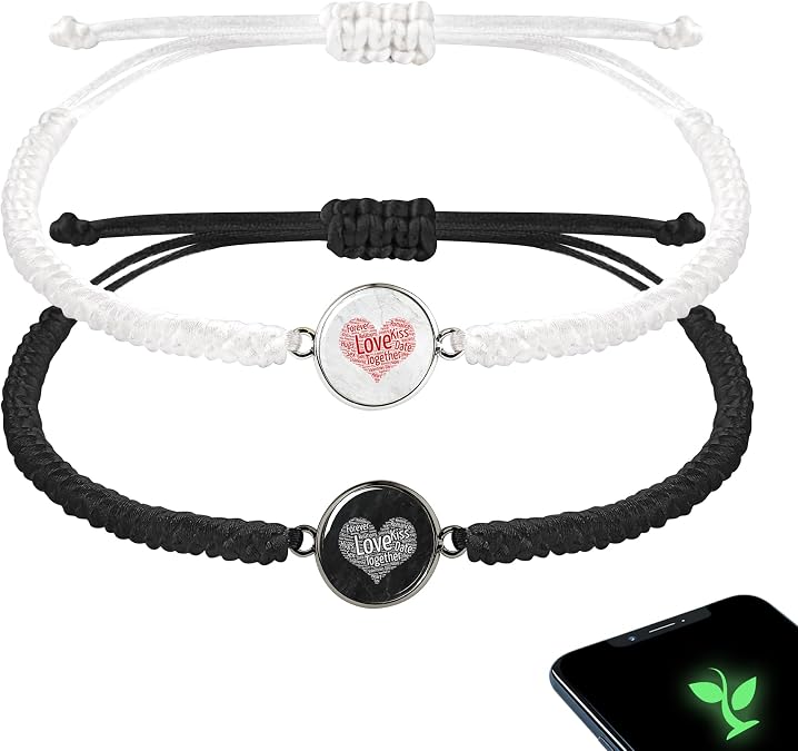 Long Distance Couple Bracelets Personalized Love Tree & Shared Memories | No App/Bluetooth | Romantic Gift for Boyfriend & Girlfriend