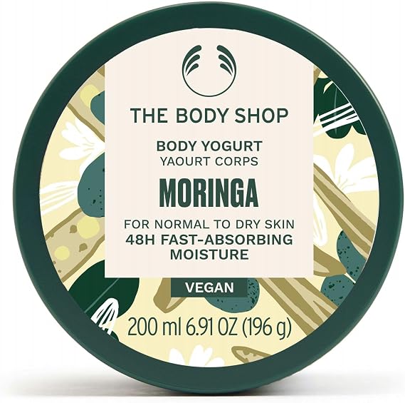 The Body Shop Moringa Body Yogurt 200ml | Fast-Absorbing Moisturiser for Dry Skin, Lightweight Body Cream, Gel-Cream, 48H Hydrating Moisturiser