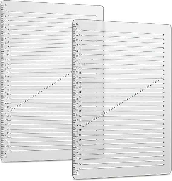 2 Pack Straight Line Writing Template, 11 Inch Calligraphy Guide Ruler with 0.35 Inch Spacing, Plastic Lettering and Handwriting Aid for Journals, Envelopes, Letters, Drawing and Lined Paper Practice