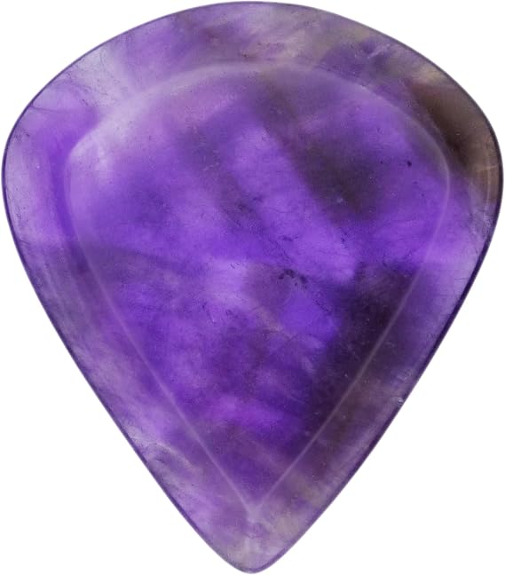 Amethyst Stone Guitar Or Bass Pick - 3.0 mm Ultra Heavy Gauge - Jazz XL Shape - Specialty Handmade Gemstone Exotic Plectrum - 1 Pack