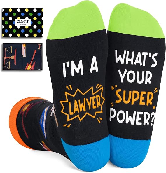 Zmart Appreciation Gifts for Men Women - Funny Social Worker Lawyer Teacher Fireman Socks