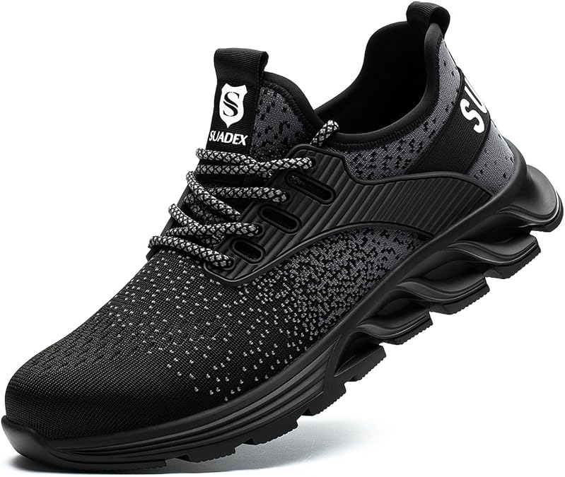 SUADEX Steel Toe Sneakers for Men Women Indestructible Work Safety Shoes Lightweight Comfortable Slip Resistant Composite Toe