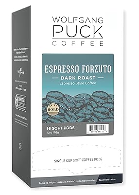 Wolfgang Puck Coffee, Forzuto, 12 Gram Soft Pods, 16 Count Pack of 6