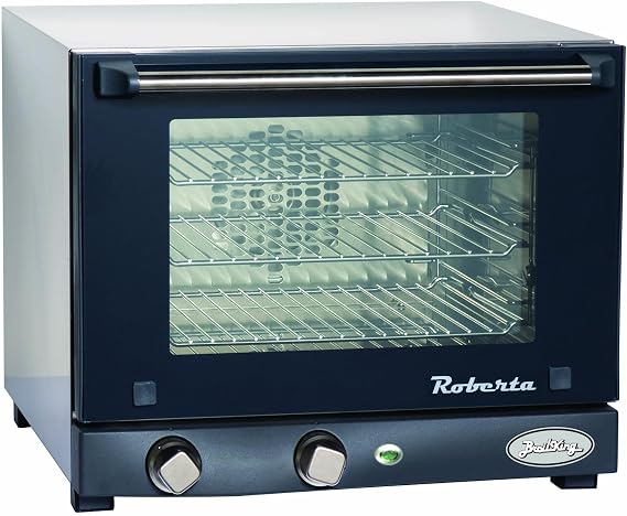 BroilKing POV-003 1450 Watt Quarter Size Commercial Countertop Convection Oven with (3) Shelves (1) Sheet Pan for Restaurant Deli | 1.34 Cu Ft | 15-3/4"H x 19"W x 21-1/2"D, Stainless Steel, 120v, NSF