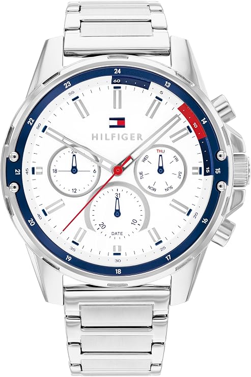 Tommy Hilfiger Analogue Multifunction Quartz Watch for Men with Stainless Steel Bracelet or Silicone Strap