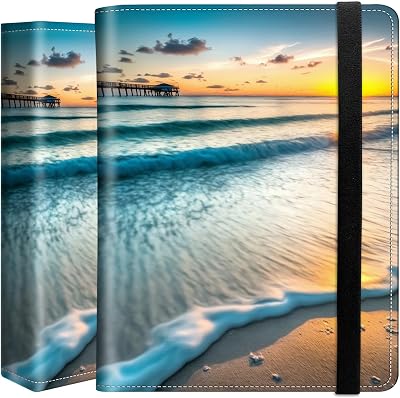 Photo Album 4x6 Photos, 60 Photos Small Mini Capacity Premium PU Leather Cover Photo Album, Portable Photo Album for Family Wedding Anniversary Baby Vacation Pictures, Sunset Beach