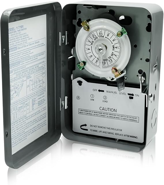 T101 Mechanical Time Switch,120V 12 ON/Off Operations 24H Reliable Control