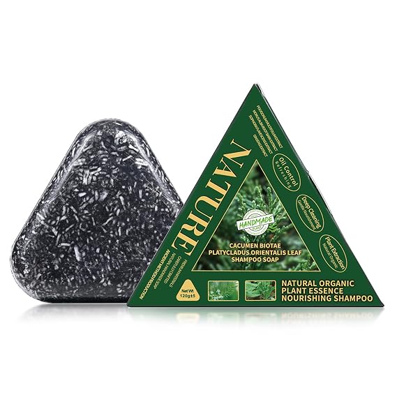 Fo-Ti Black Lingzhi & Black Rice Shampoo Soap, Natural Organic Plant Essence Nourishing Shampoo Bar, Hydrating & Moisturizing Dry & Frizzy Hair, Natural Solid Shampoo for All Hair Types