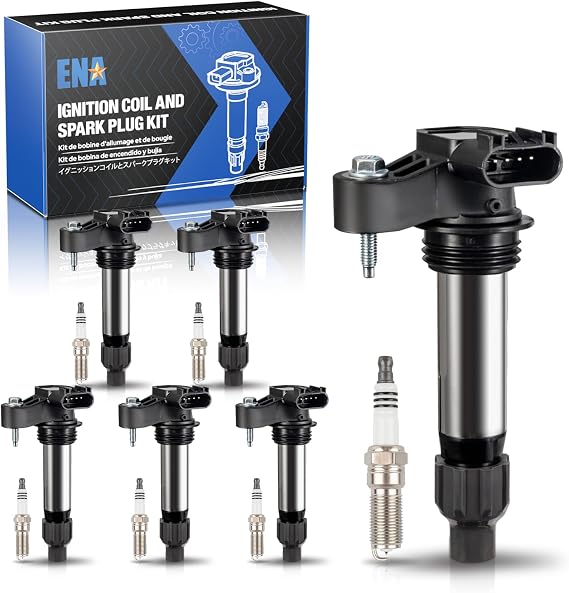 ENA Pack 6 Ignition Coil with 6 Iridium Spark Plug 3.6 V6 2010 2012 2013 2014 2015 2016 Compatible with Buick Chevy Cadillac Malibu Allure Enclave ATS CTS SRX STS Camaro Impala Terrain for UF569