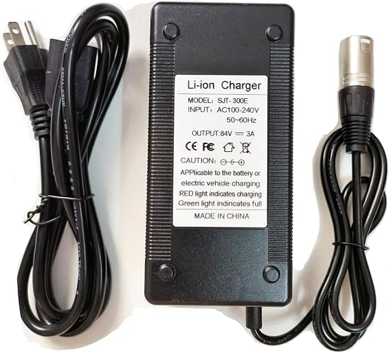 [Verified Fit] 84V 3A Fast Charger 3-Pin XLR Plug for 72 Volt Lithium Battery for 72V (20S) 12AH 20AH 30AH and More 72V Devices 84 Volt 3 Amp Max Power Supply