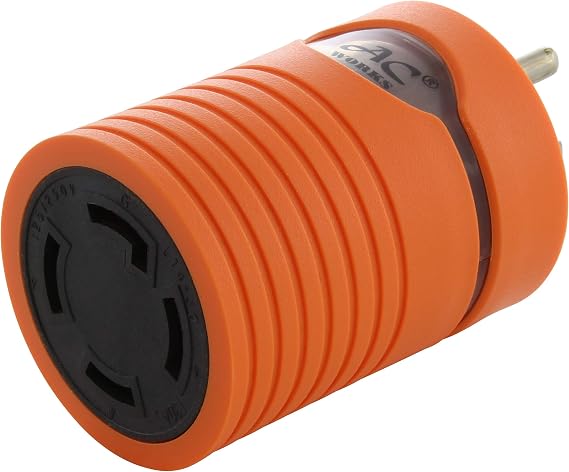 AC WORKS Generator to Transfer Switch L14-30 Inlet Box Adapter (15Amp Household to L14-30 Compact)