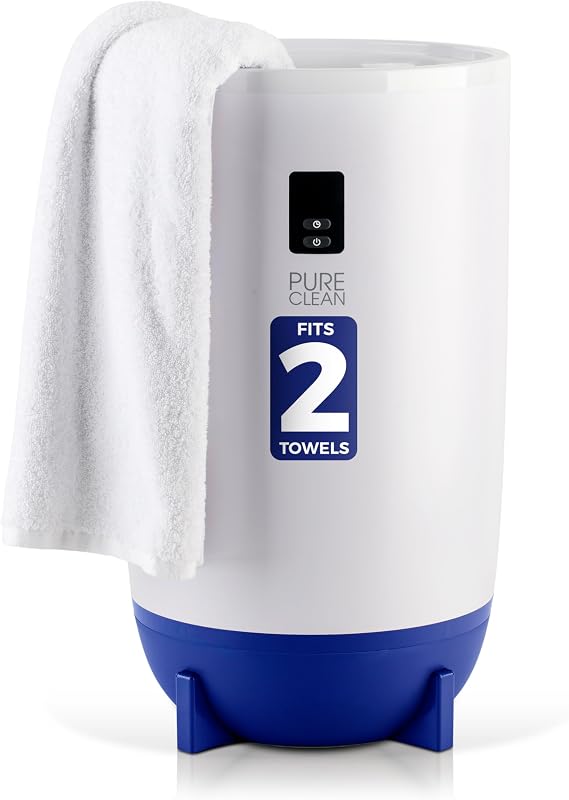 PURE CLEAN Towel Warmer Bucket, Portable Blanket Heater for Bathroom and Spa, Customizable Fragrance, Auto Shut-Off, Fits 2 Large Towels, Blankets and Bathrobes, LED Display, Adjustable Timer, Blue