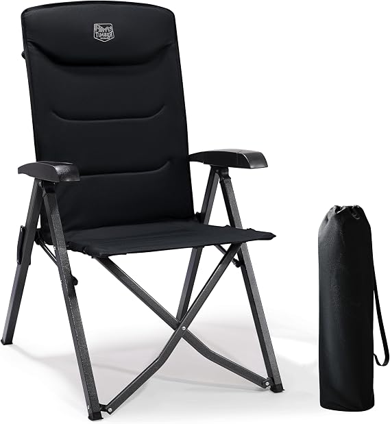 TIMBER RIDGE Camping Chair for Adults Folding Reclining High Back 150kg