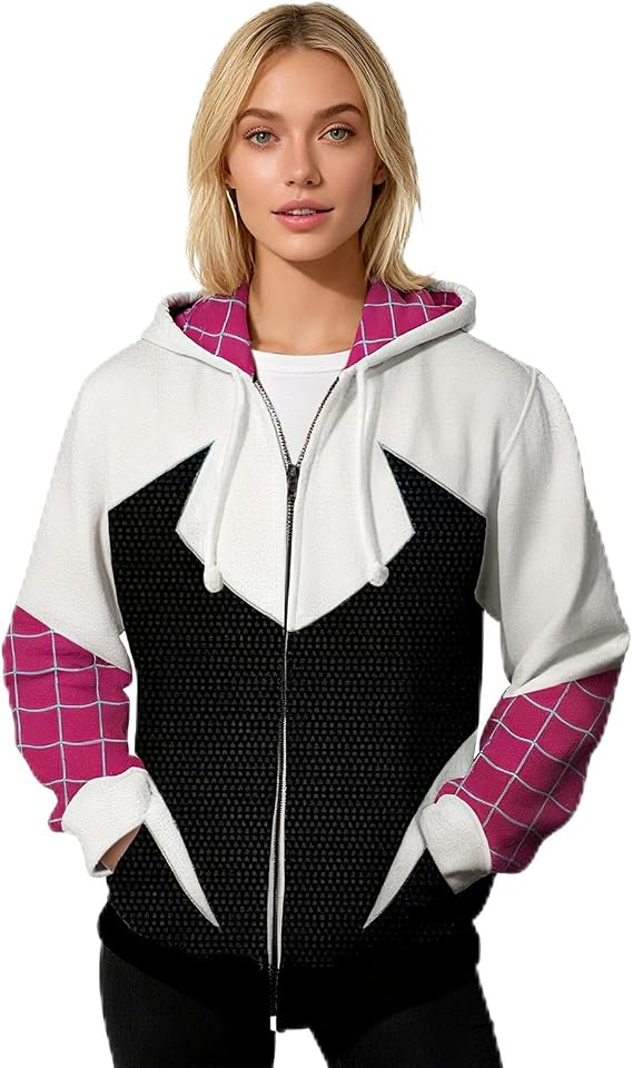 FINASKASU Spider Costumess for Adult Superhero Zip-Up Hoodie Long Sleeve Jacket Sports Casual Style