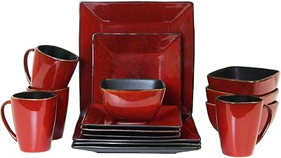 Elama Harland Loft 16 Piece Modern Premium Stoneware set with Complete Setting for 4
