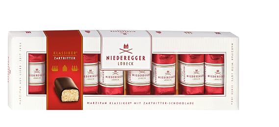 Niederegger Classic Marzipan Gift Box | Pure German Marzipan Covered in Crisp and Dark Chocolate | 8 Pieces Per Box | Kosher | 100g / 3.5oz.
