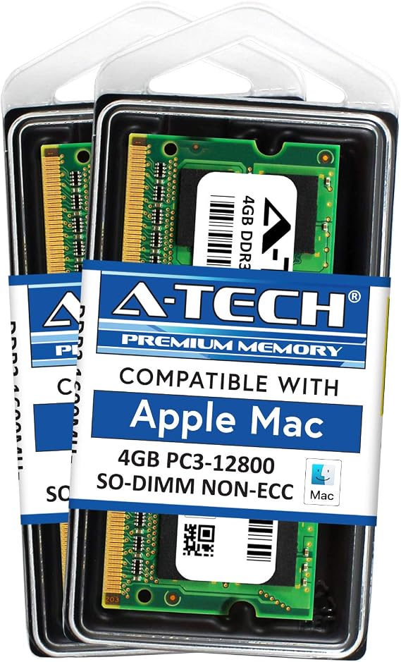 A-Tech for Apple 8GB Kit (2x 4GB) DDR3 1600MHz PC3-12800 204-pin SODIMM MacBook Pro (Mid 2012, 13/15), iMac (Late 2012, Early/Late 2013, Late 2014, Mid 2015, 21.5/27, Retina 5K) Memory RAM Upgrade