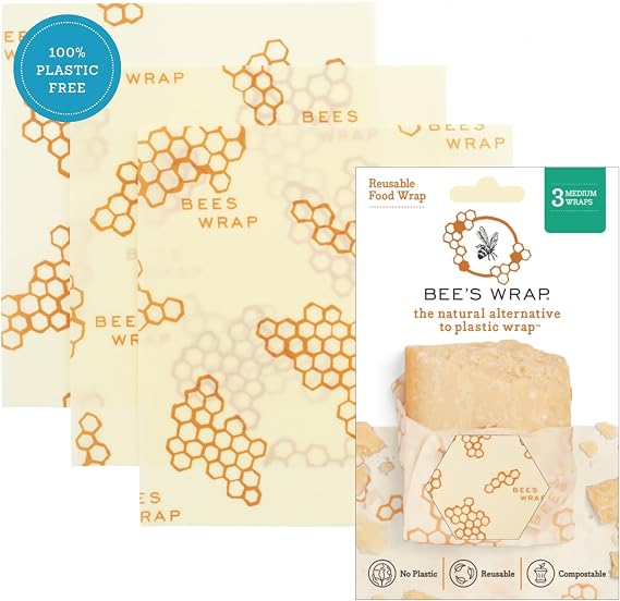 Bee’s Wrap Set of 3 Wraps - Medium (25 x 28 cm), Beige