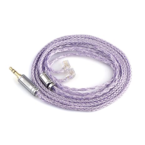 Linsoul Tripowin Zonie IEM Cable, 16 Core Silver Plated Earphone Upgraded Cords, 1.25m SPC in Ear Monitor Cable for ZS10 PRO 2 AS10 PRO ZSN PRO X Waner SIMGOT EM6L(Recessed 2pin, 3.5mm)(Lavender)
