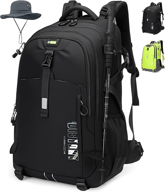 50L Large Capacity Multifunction Hiking Backpacks,Waterproof Rucksack for Men and Women, Durable Daypack for Hiking, Camping and Outdoor Adventures (Black)