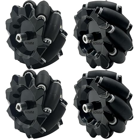 Mecanum Wheel for Robot Car Chassis, 60mm Omni-Directional Wheel Smart Robot Car DIY Mecanum Robotics Components, 4Pcs Omni Wheels with 4Pcs Metal 5mm Coupling Motor Connector for AGV Smart Robot
