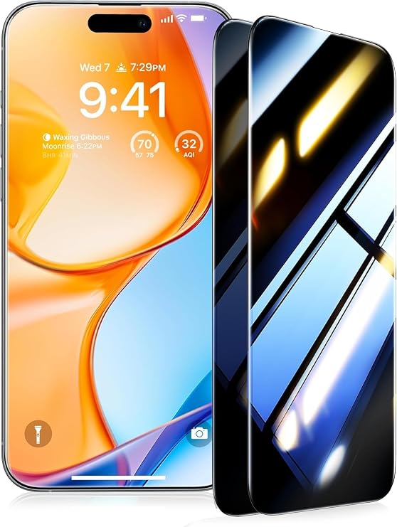 UltraGlass TOP 9H+ Armor for iPhone 14 Pro Privacy Screen Protector, 2 Pack