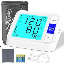 Upper Arm Blood Pressure Monitor with Wide Range Cuff 8.7"-16.5", 4" Large Backlit Display Automatic BP Machine, Dual-User 290 Memory Accurate Tensiometro Digital for Home Use with Storage Bag