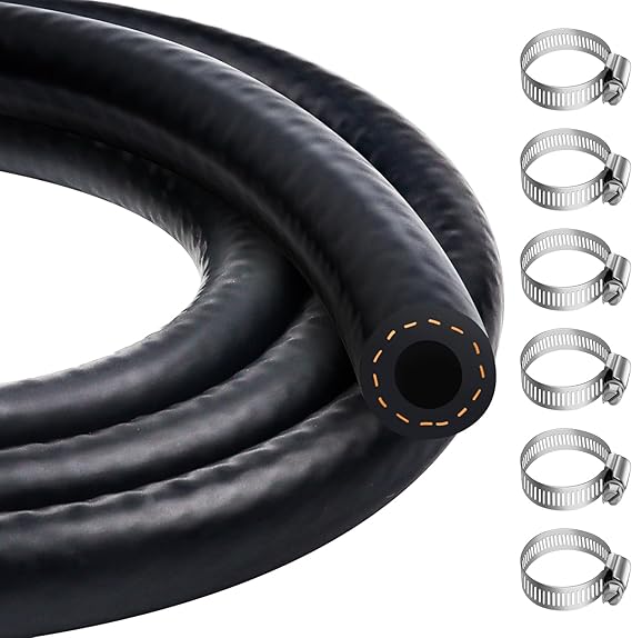 4mm Fuel Hose NBR 1Meter Thickened Fuel Line with 6 Hose Clamps
