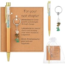4-Piece Crystal Pen Gift Set with Keychain & Inspirational Card, Leaving Gifts for Colleagues Women, New Beginnings & New Job Keepsake, New Chapter Gifts, Inspirational Gift for Friends & Family