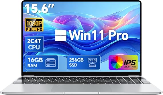 15.6" Laptop, Win 11 Pro Computer, Pentium 2.10 GHz BaseSpeed, 16GB RAM