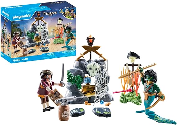 Playmobil 71420 Pirates: Treasure Hunt, Pirate vs. Deeper, an exciting underwater world with a pirate and an morey eel man, fun imaginative role-play, playsets suitable for children ages 4+