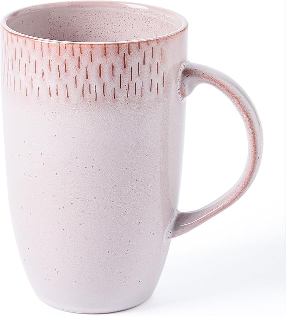 Ceramic Coffee Mugs, Extra Large, 22 oz Big Mug,Tea and Coffee Cups, Hand-Painted Mugs, Large Handle, Tall Coffee Mug for Office/Home, Microwave and Diahwasher Safe. (Pink)