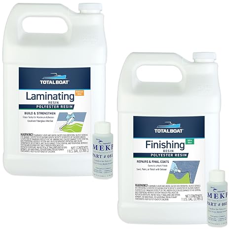 TotalBoat Polyester Laminating Resin + Finishing Resin Gallon Bundle for Marine Fiberglass Layups and Repairs
