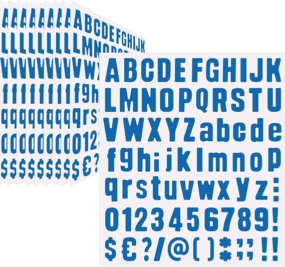 1296 Piece 16 Sheet Letter Sticker,Self Adhesive Vinyl Waterproof Mailbox Numbers,Alphabet Number Sticker for Sign,Notebook,Classroom Decor,Door (1Inch Blue)