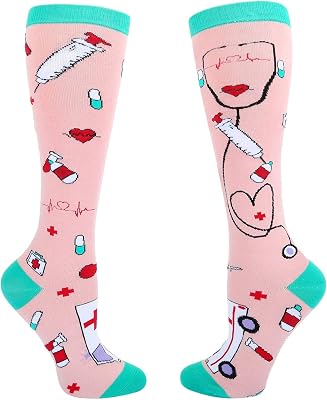 Zmart Funny Knee High Socks Nurse Socks Women Doctor Socks Medical Socks, Nursing Student Gifts Medical Assistant Gifts Nurse Gifts CNA Gifts