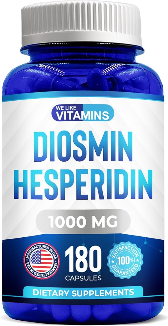 Diosmin Hesperidin 1000mg for Leg Circulation & Vein Support*, 180 Capsules | Diosmin & Hesperidin - 90 Day Supply Of Easy-To-Swallow Capsules For Vein Health, Capillaries & Lymphatic Flow