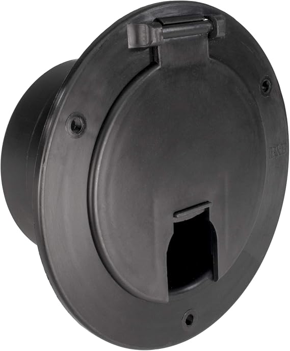 RecPro RV 50 Amp Power Cord Hatch Cover, Black, Snap Lock Door