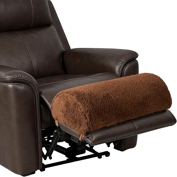 Recliner Foot Pillow Cushion with Strap, Brown, Large