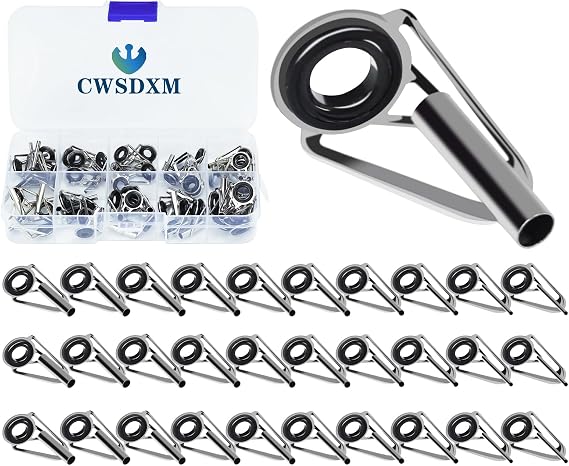 Rod Tip Repair Kit 50pcs Fishing Rod Tips Replacement Set with Storage Box, 10 Sizes Pole Tip Repair Kit