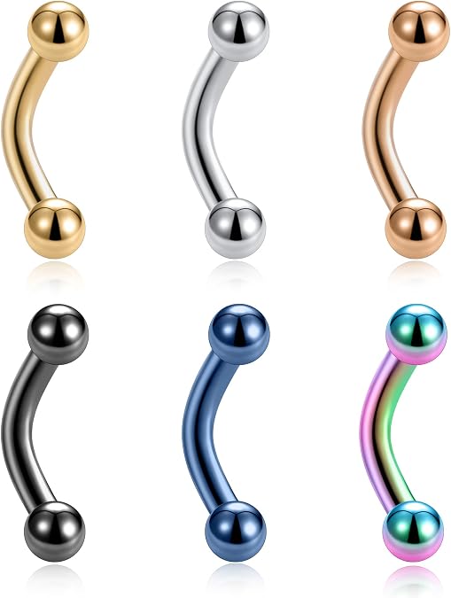 Tornito 6-8-12PCS 14G 6-10mm Short Bar Tiny Heart Butterfly Evil Eye Devil Heart Snake Skull CZ Skull hand with Gem ball Stainless Steel Belly Button Rings Navel Rings for Women Barbell Eyebrow Body Piercing Jewelry