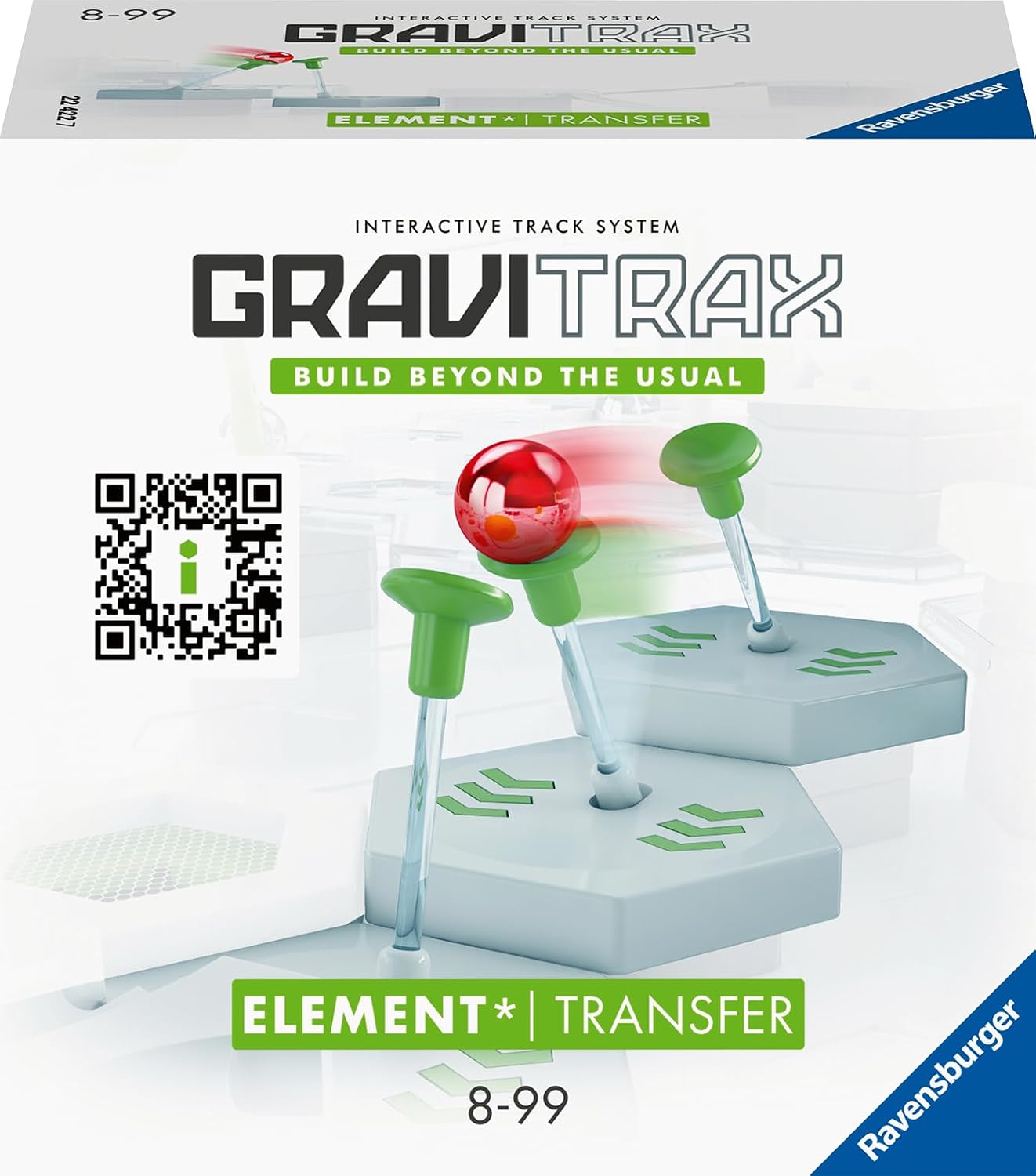 Ravensburger GraviTrax Element Transfer, Konstruktionsspielzeug aus Kunststoff für Kids ab 8 Jahren, interaktives Kugelbahnsystem mit Marmorbahnen, 11.3 x 11.3 x 5.5 cm