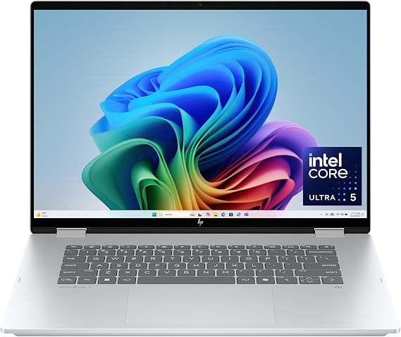 HP OmniBook 7 Flip 16 inch 2-in-1 Next Gen AI PC, 2K Touchscreen Display, Intel Core Ultra 5 226V, 16 GB RAM, 512 GB SSD, Intel Arc 130V GPU, Windows 11 Home, Copilot+ PC, Glacier Silver, 16-au0000nr