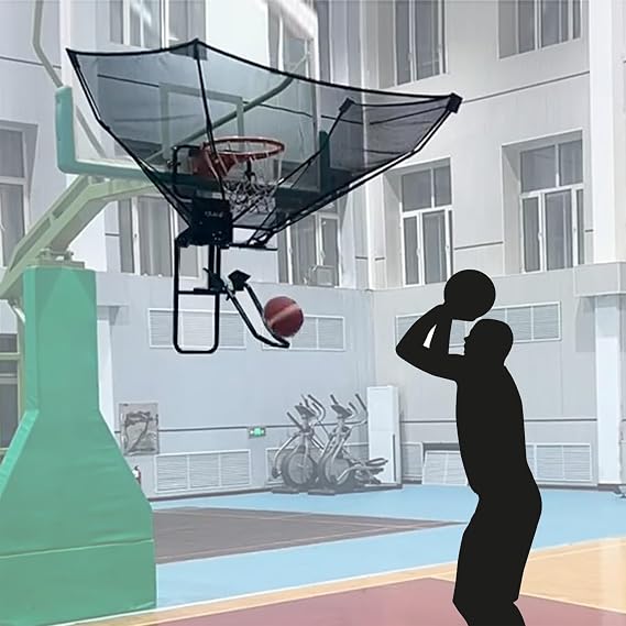 Basketball Shot Returner Metal Basketball Rebounder Attachment, Sport Basketball Return System for Hoop & Rim, 180 Basketball Shooting Trainer/Shot Returner, Easy Install