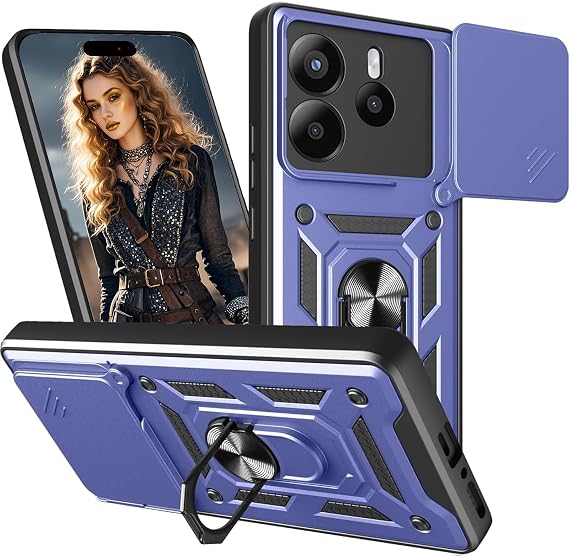 for Redmi Note 14 4G Case Magnetic with Slide Camera Cover SJ Blue