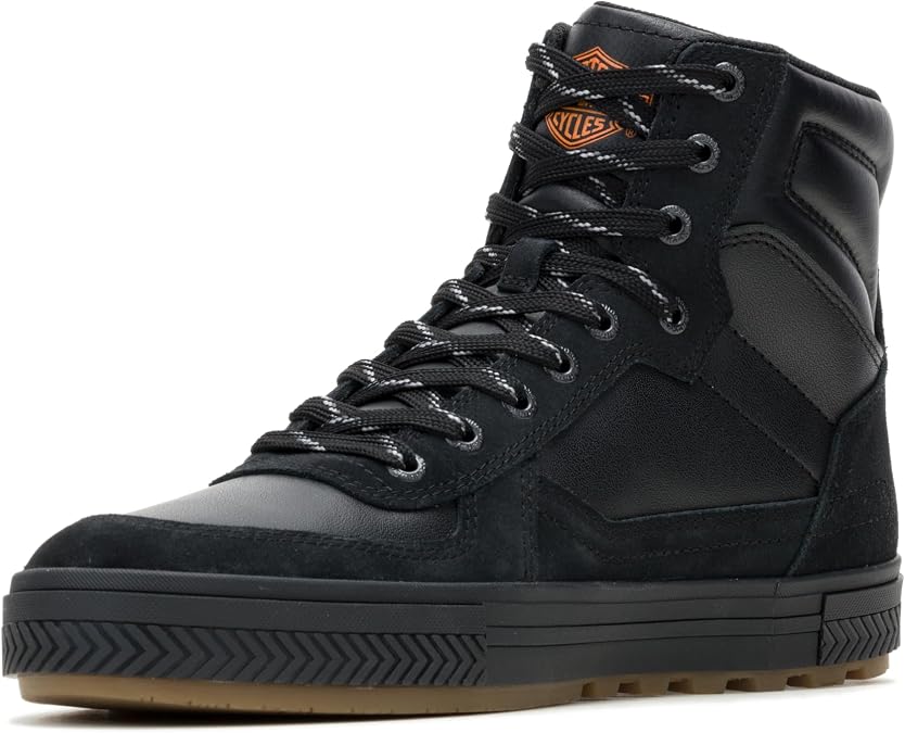 Harley-Davidson Men's Rustan Mid Black Leather/Suede Motorcycle Boots, D93936