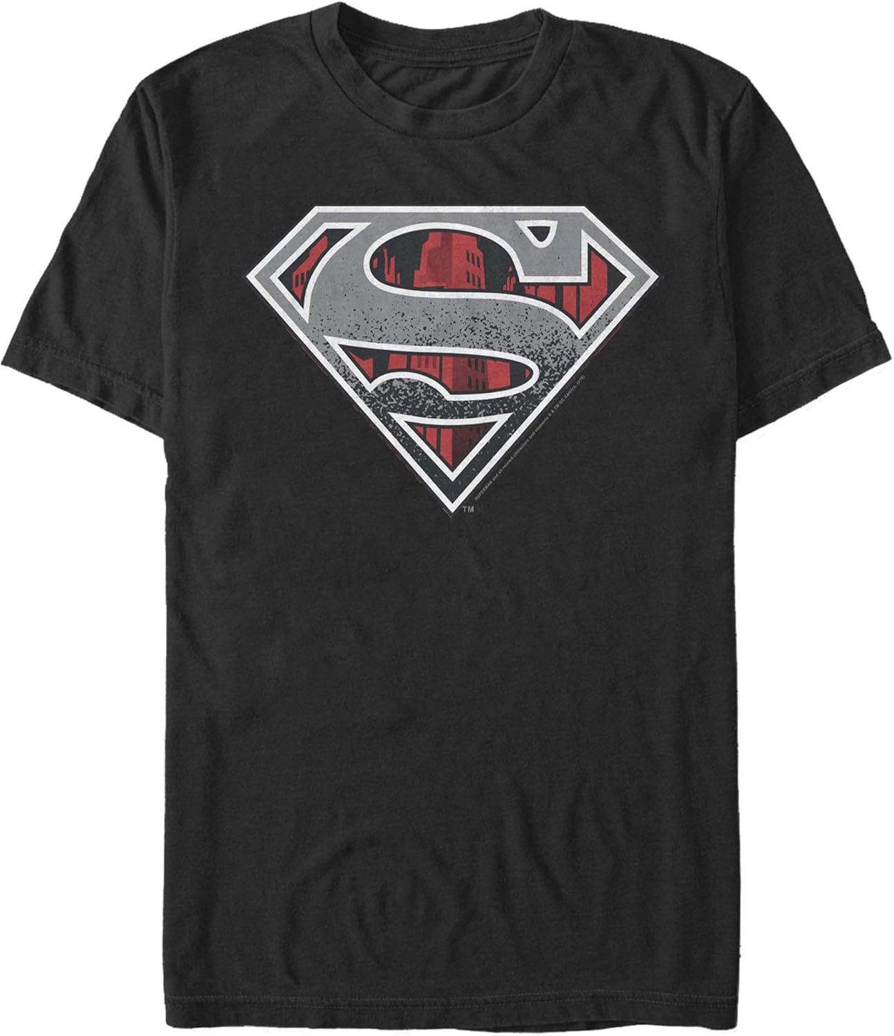 DC Comics Mens Superman Concrete Logo Short Sleeve Tee T-Shirt, Black, Large US