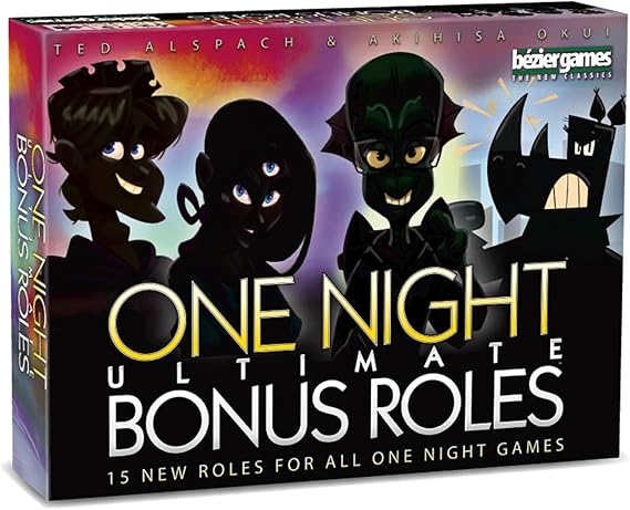 One Night Ultimate Bonus Roles Expansion by Bezier Games | Adds 16 New Roles, Artifact Tokens & Player Number Tokens for One Night Ultimate Werewolf, Vampire, Alien & Super Villains | Ages 14+
